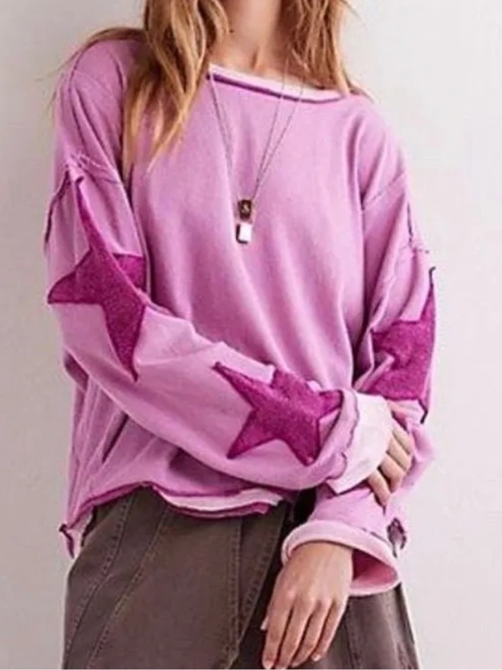 NWOT Free People We the Free You’re a Star Long Sleeve Tee in Pink